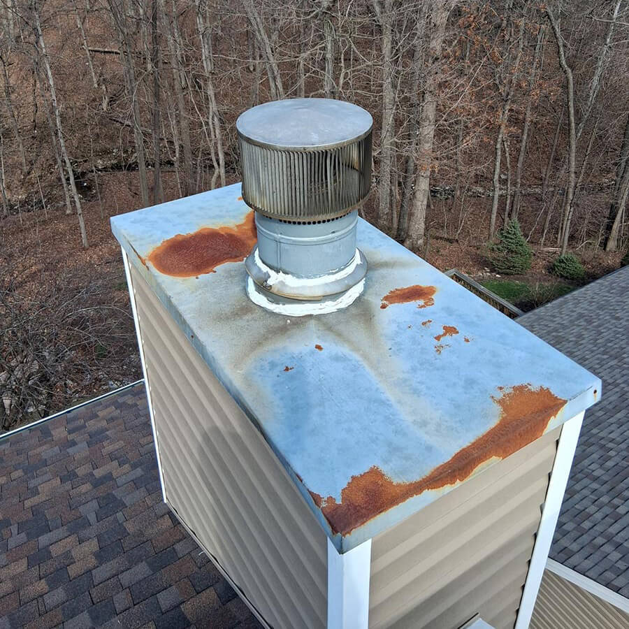 Before Chimney Chase Cover Replacement